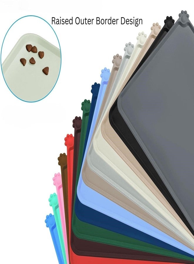 GODFLY حصيرة وعاء طعام الحيوانات الأليفة المقاومة للماء من GODFLY، حصيرة وعاء طعام وماء من السيليكون مانعة للانزلاق مع حافة لمنع الانسكاب، حصيرة طعام للحيوانات الأليفة لحماية الأرضيات، 19 × 12 بوصة، (قطعة واحدة) - Image 3